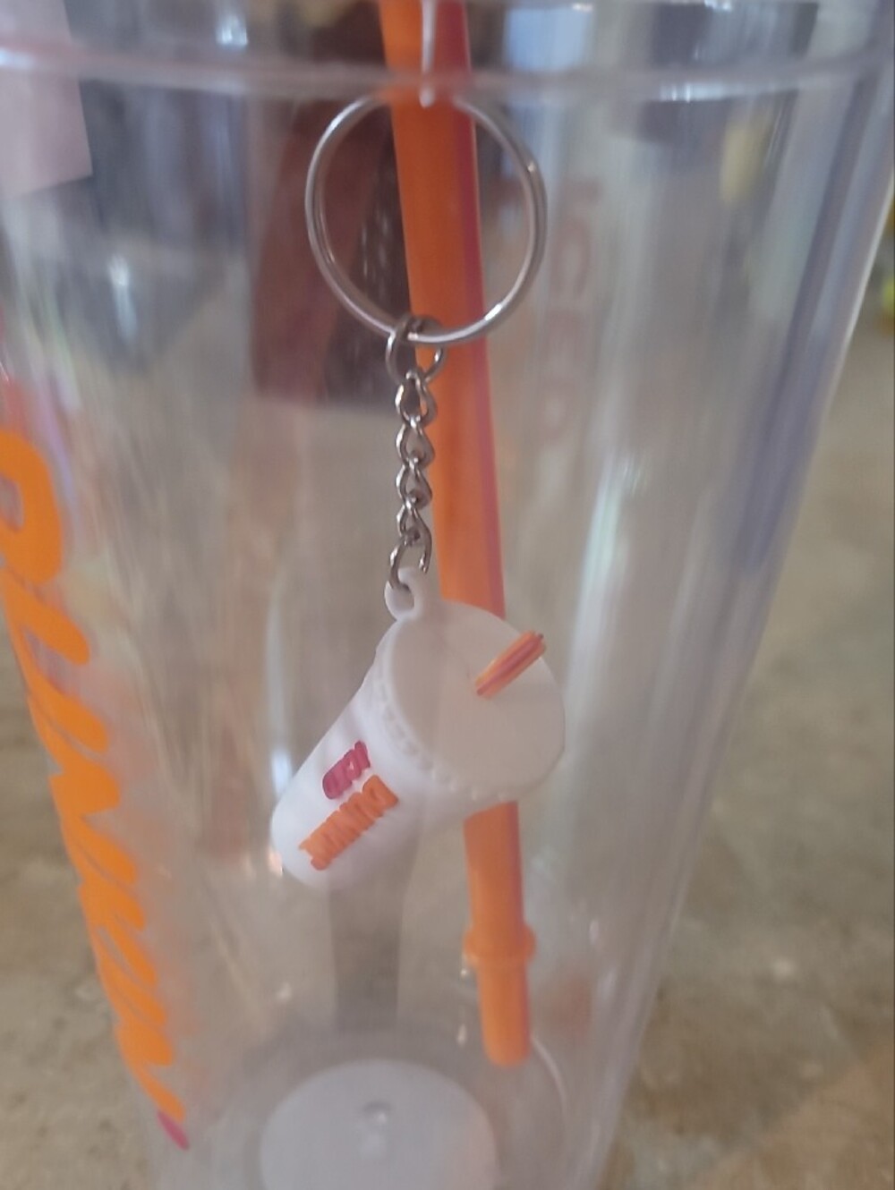 DUNKIN' Iced Tumbler with Orange Straw - Clear/Orange/Pink - Picture 3 of 3